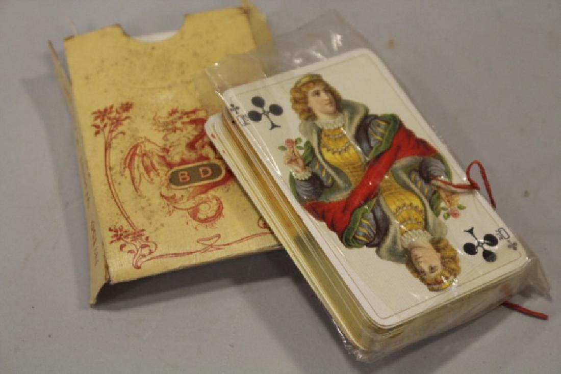 Unused 19th C Deck of Whist Playing Cards: No. 150 Whist playing cards, unused, cellophane wrapper broken open, gold edges mint.