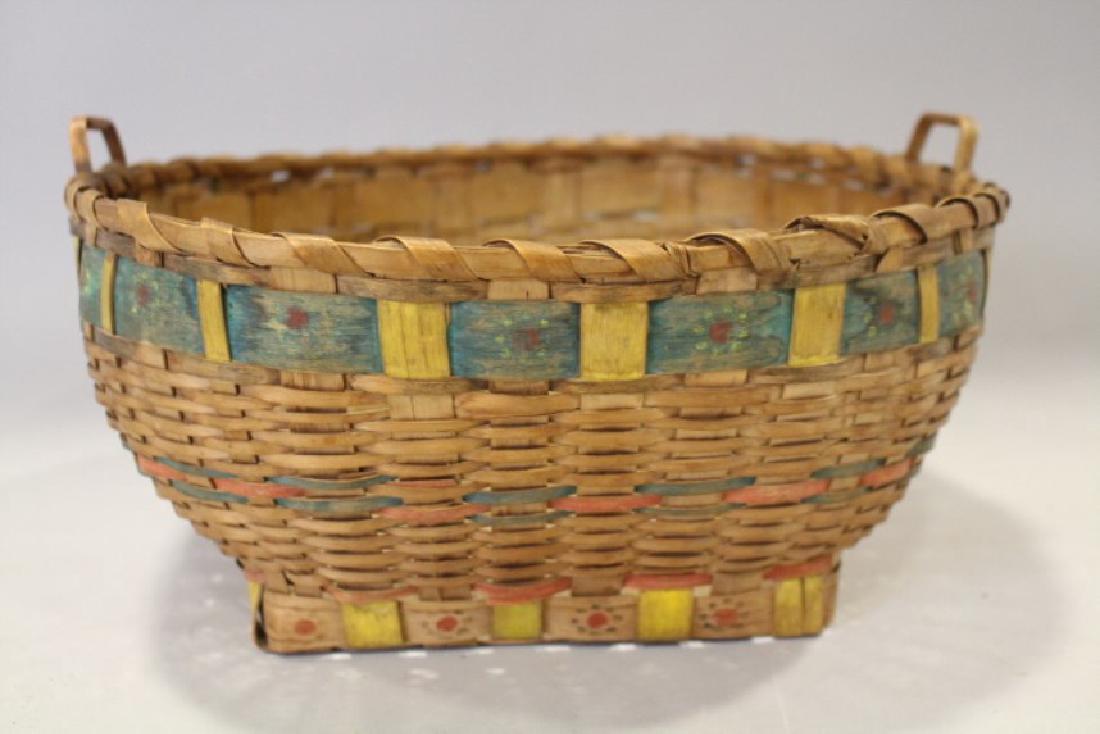 19th C Native American Indian Painted Ash Splint Basket (1 of 1)