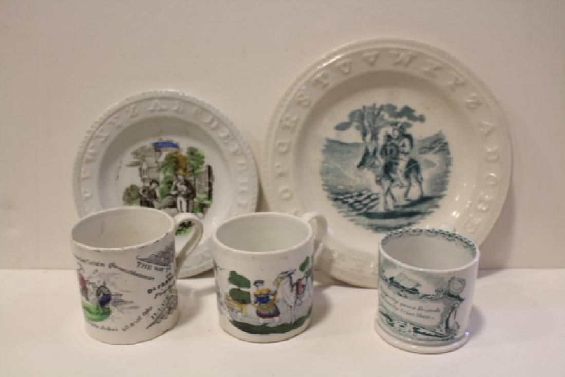 19th C Victorian Children's Staffordshire Mugs & Plates (1 of 1)
