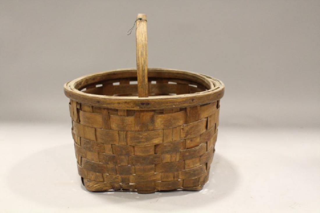 Early 20th C Oak Splint Gathering Basket (1 of 1)