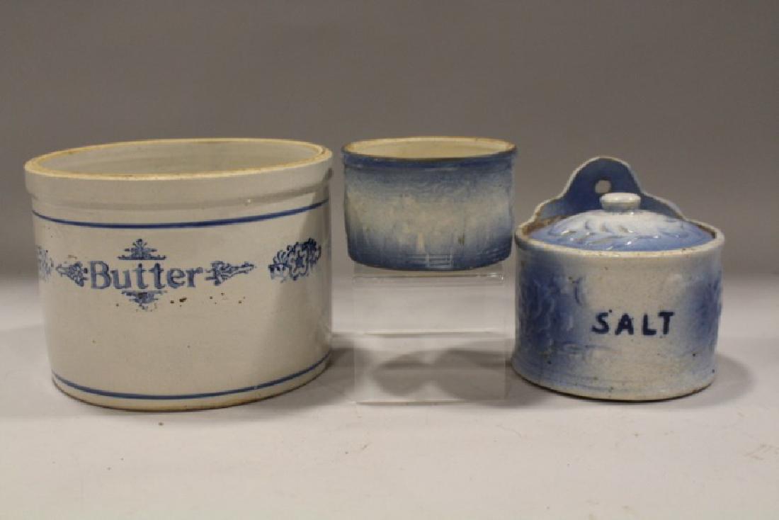Blue & White Stoneware Butter & Salt Crocks (1 of 1)