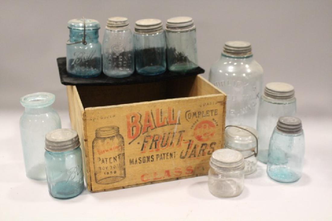 Mason Ball Fruit Jars Wooden Crate 1858 Quart & Jars