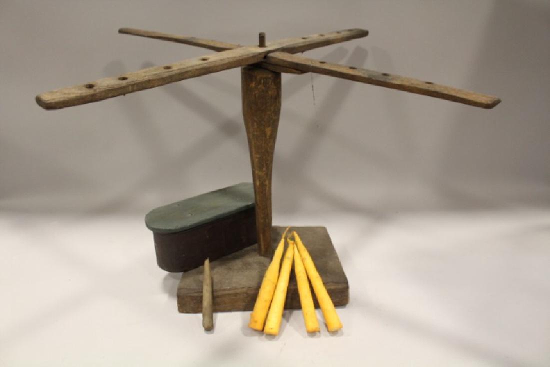 Primitive Candle Dryer w/ Candle Box & 4 Tallow