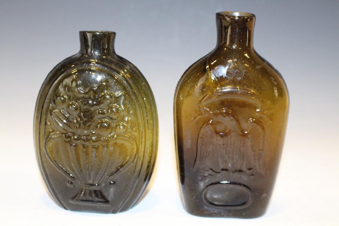 Early Blown Glass Flask Bottles - Cornucopia & Urn & (1 of 2)