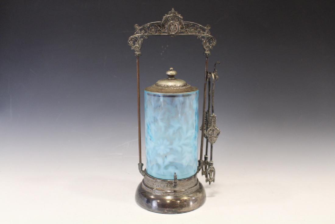 Victorian Pickle Castor w/ Blue Daisy & Fern Glass (1 of 2)