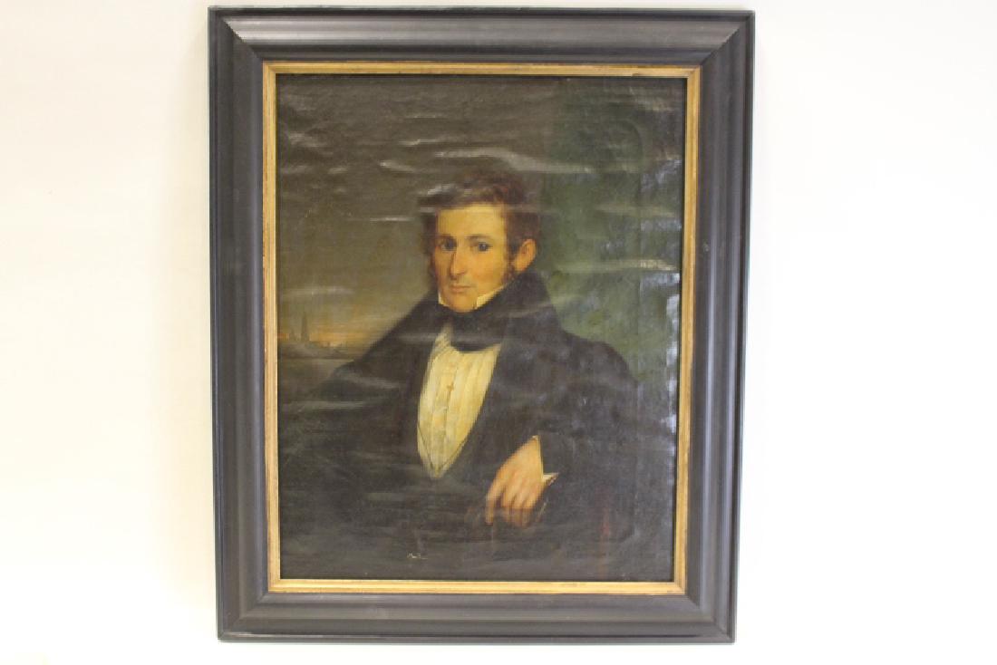19th C Oil Painting of Sea Captain at Boston Harbor (1 of 6)