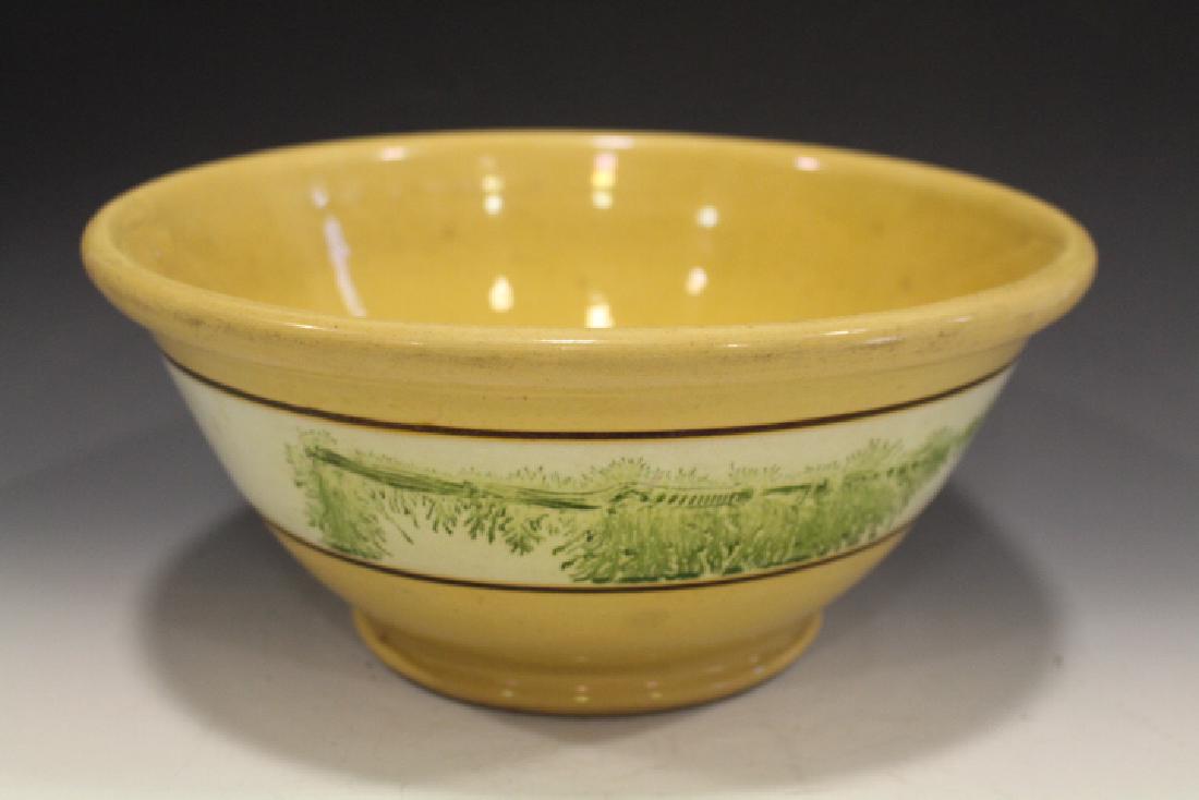 Lg Mochaware Decorated Yellowware Bowl Seaweed (1 of 4)