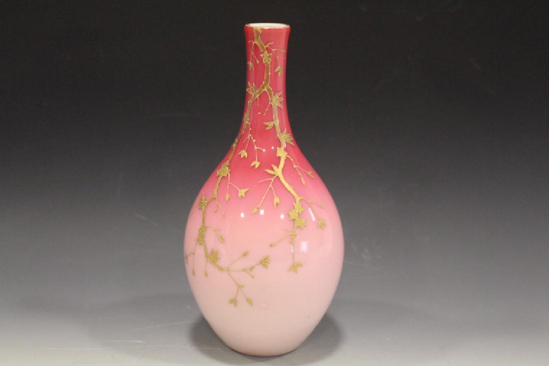 Webb Peachblow Gold Gilt Decorated Vase (1 of 2)