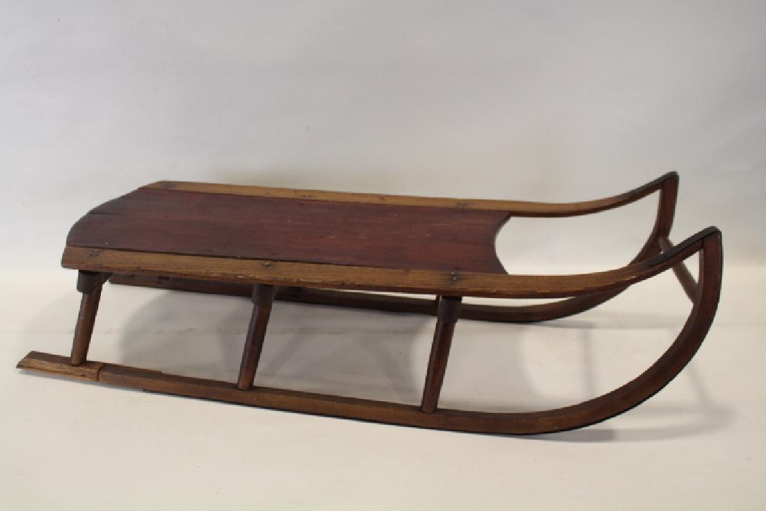 Child's Oak & Pine Sled w/ Red Stain (1 of 2)
