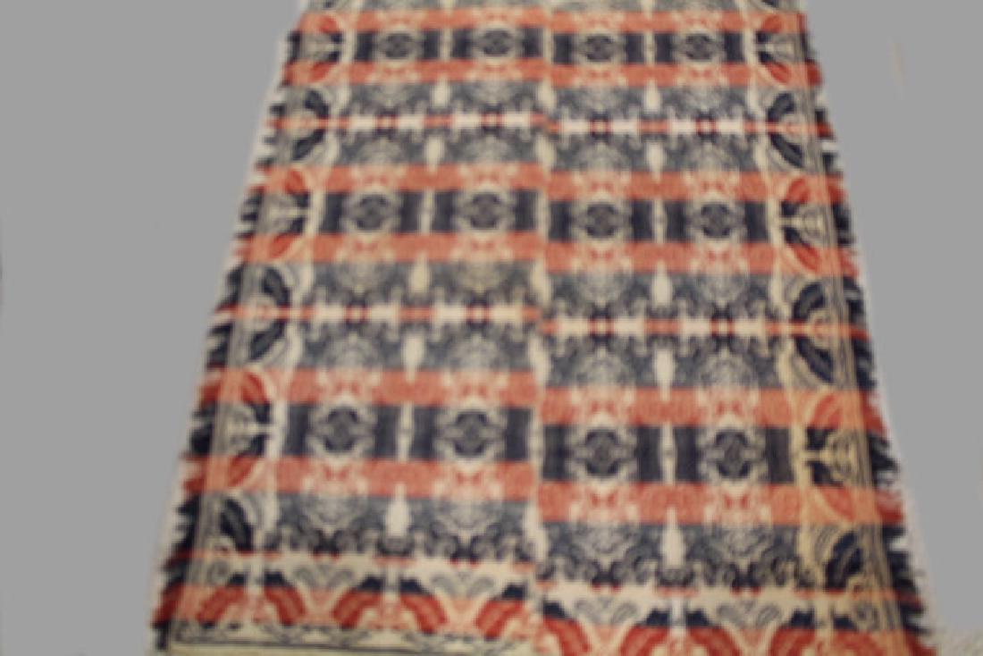 Ca. Mid-19th C Tomato Red, Navy & Natural Coverlet (1 of 3)