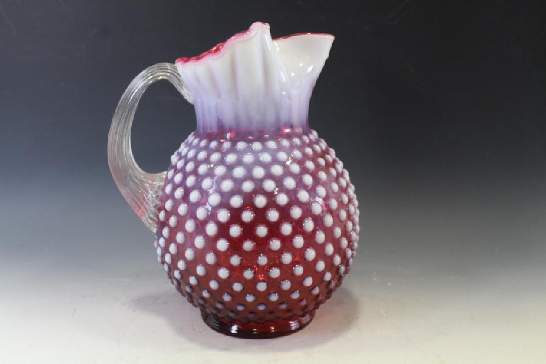 Fenton Art Glass Pitcher -Cranberry Opalescent Hobnail (1 of 1)