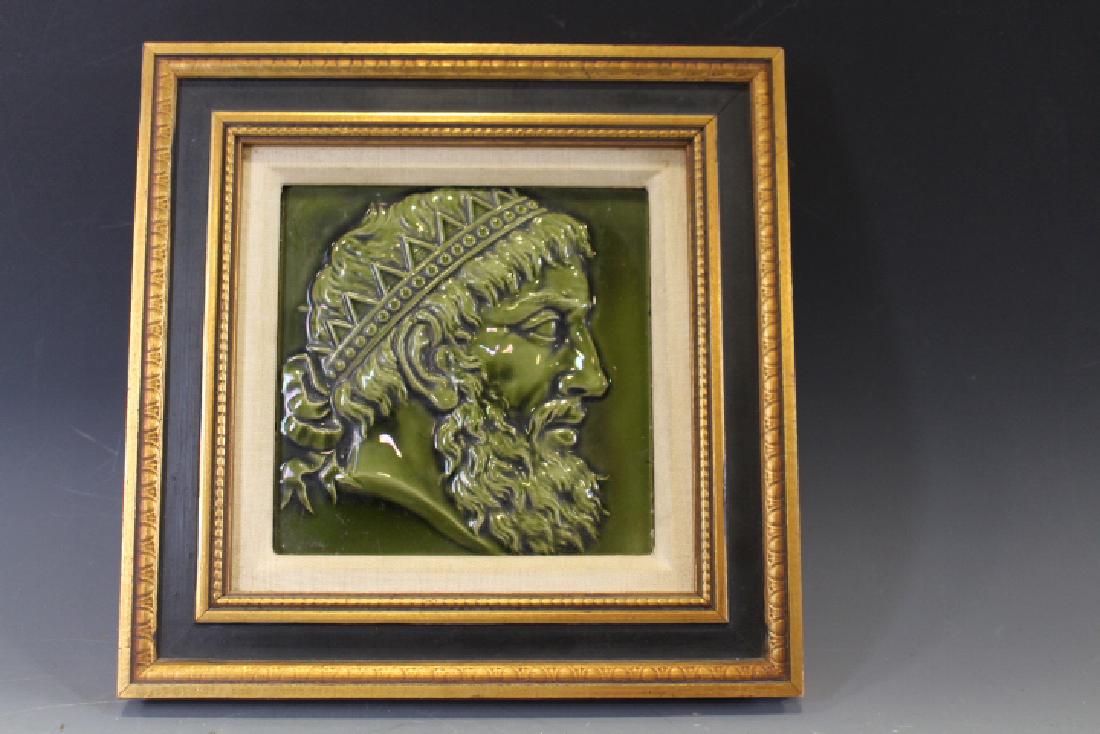 Minton Hollins Art Pottery Glazed Portrait Tile - (1 of 2)