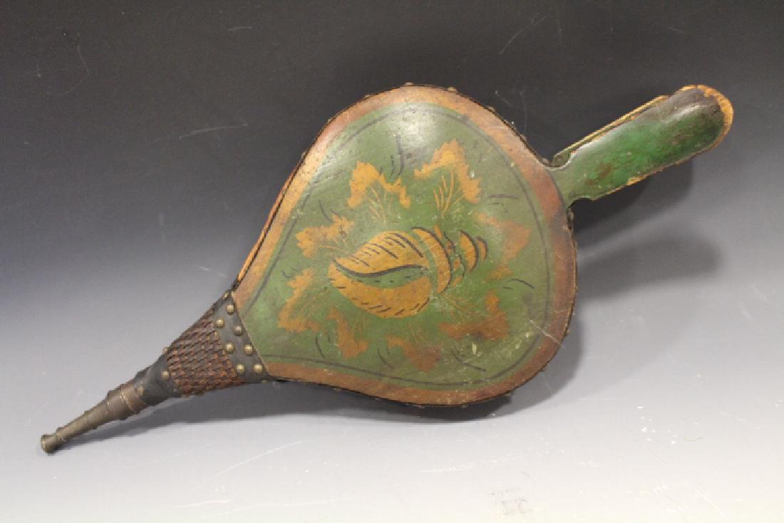 Ca. 1850-80s Painted Green & Decorated Bellows (1 of 2)