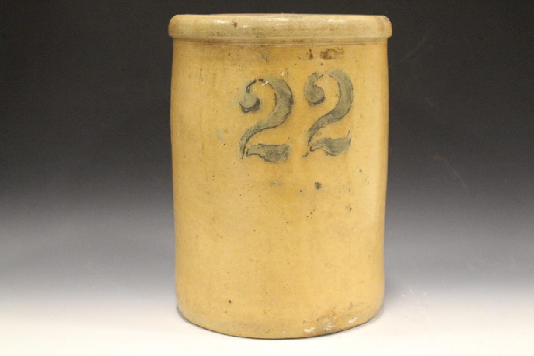 19th C Stoneware Crock - "22" (1 of 2)