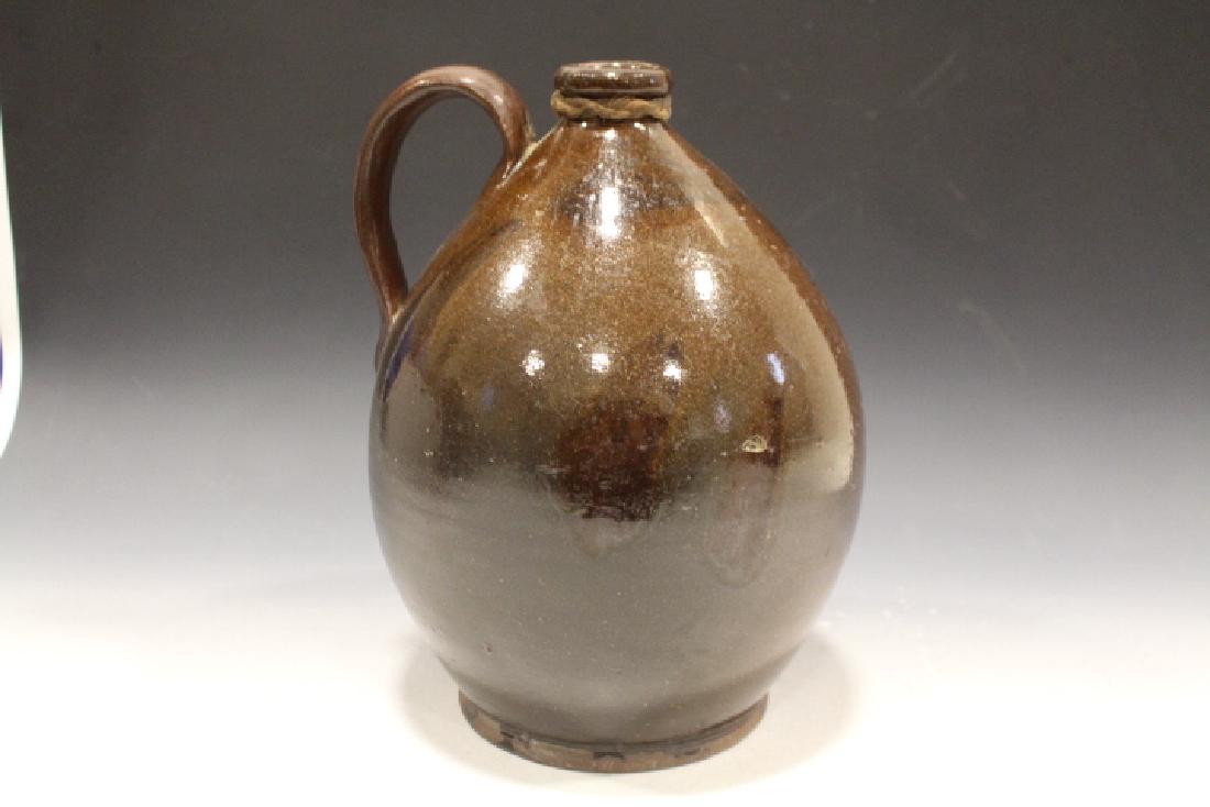 19th C Redware Ovoid Jug w/ Manganese Decoration (1 of 2)