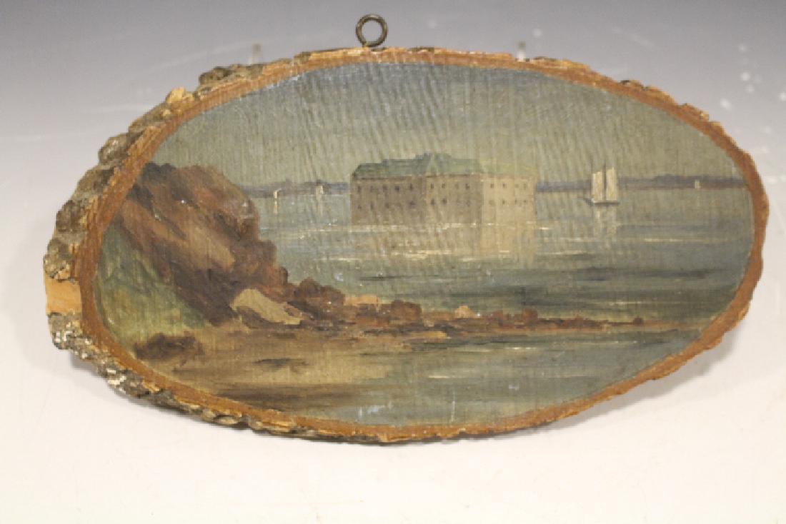 Portland Harbor Maine Souvenir Painting on Log Slice (1 of 2)