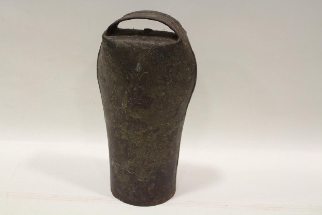 Large Forged Sheet Iron Hand Held Bell w/ Wood Clapper (1 of 4)