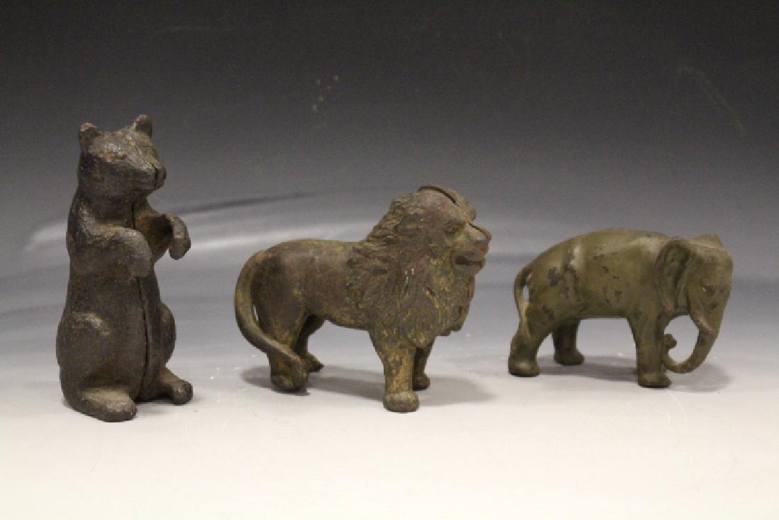 Lot of 3 Cast Iron Still Banks - Standing Bear & Others (1 of 1)