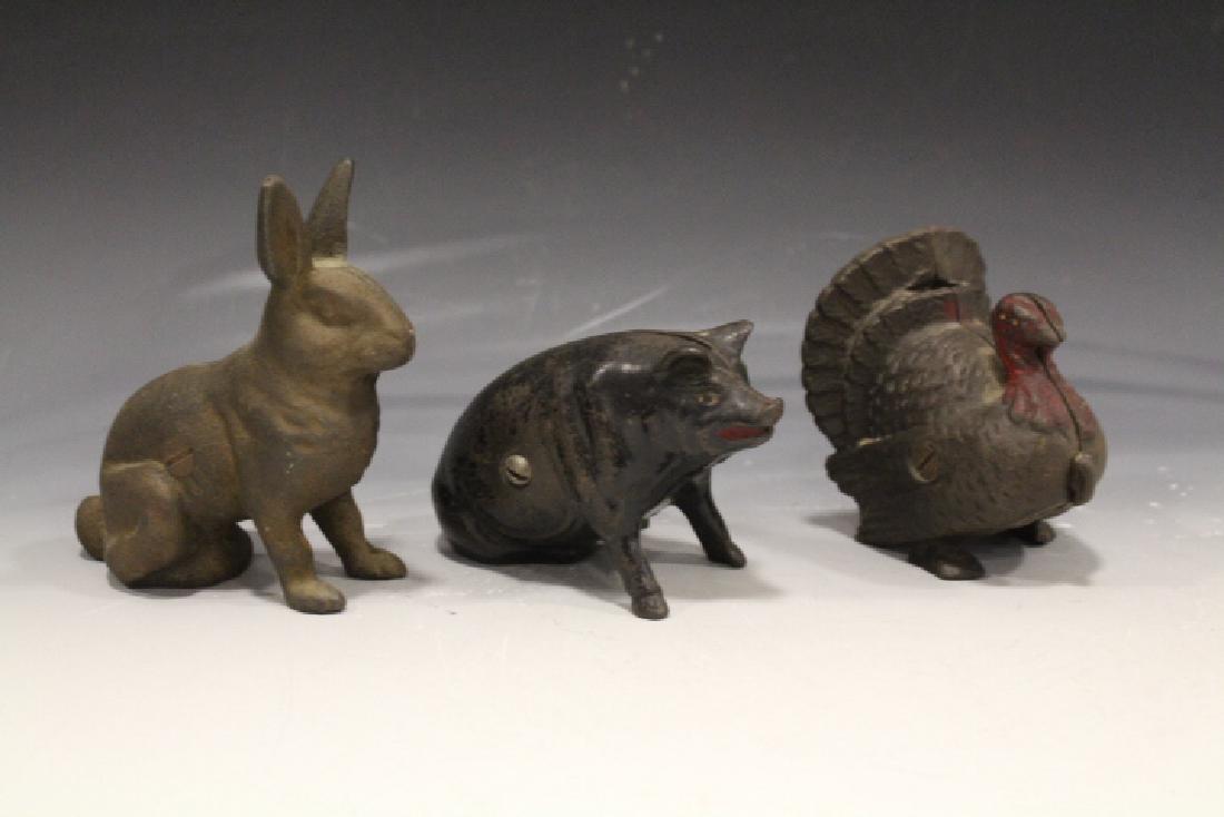 Lot of 3 Cast Iron Still Banks - Turkey & Others (1 of 1)