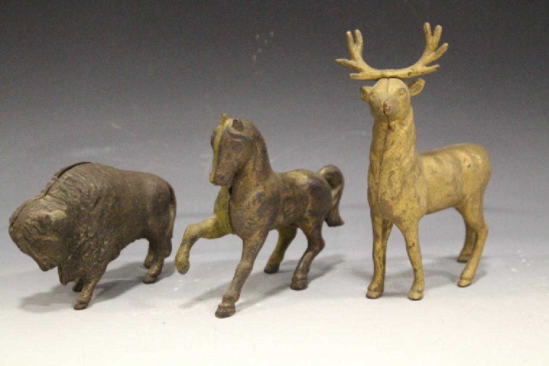 Lot of 3 Cast Iron Still Banks - Buffalo & Others (1 of 1)