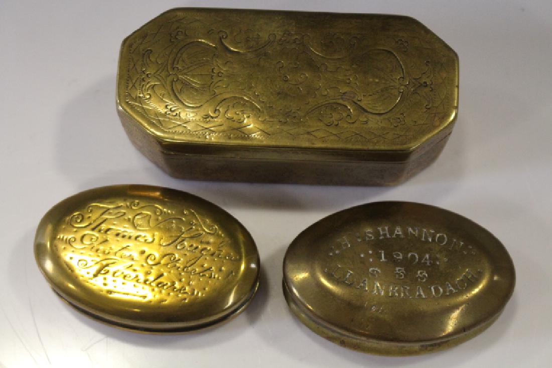 Lot of 4 Brass Snuff Boxes - Early 20th C (1 of 2)