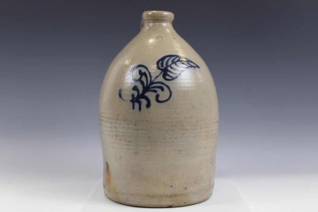 2 Gallon Stoneware Jar with Cobalt Leaf (1 of 2)