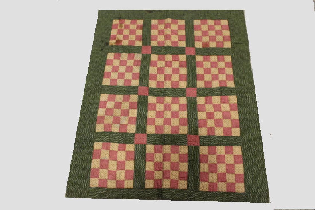 19th to Early 20th C 9-Patch Amish Crib Quilt (1 of 3)