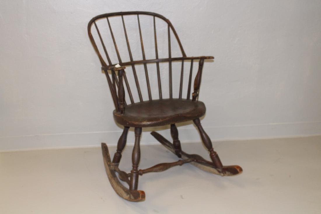 18th C Windsor Rocker Remnants of Old Red Paint (1 of 1)