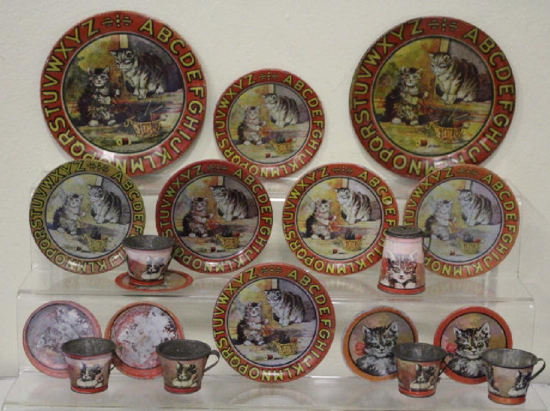 1920s Ohio Art Tin Litho Tea Set - Kittens & ABC (1 of 2)