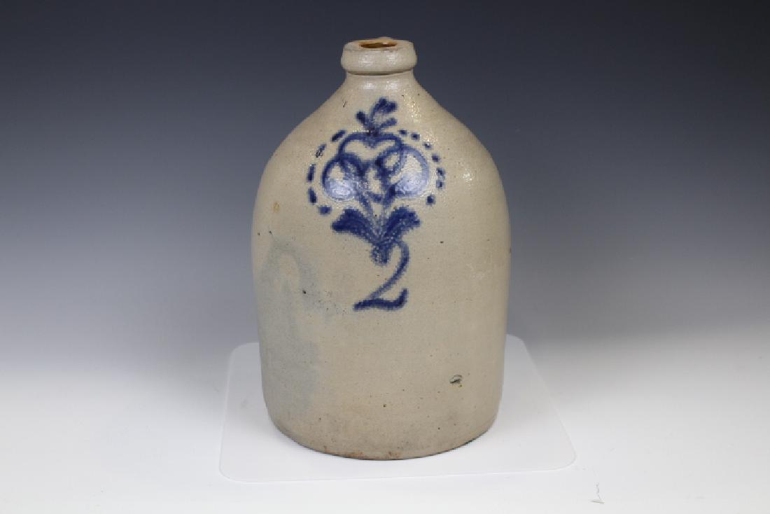 2 Gallon Stoneware Jug w/ Cobalt Flourish (1 of 3)