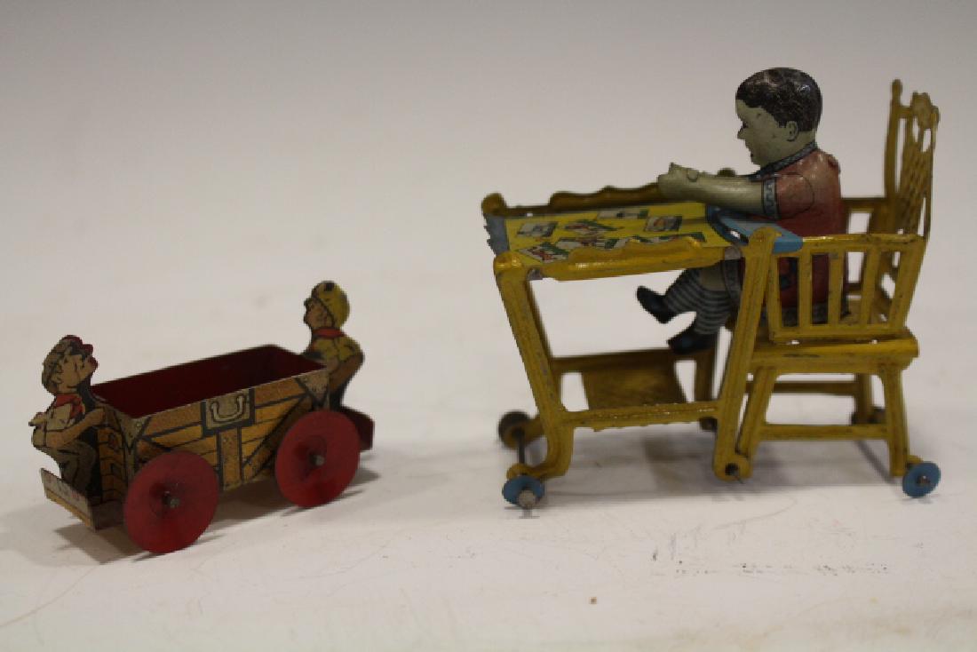 Germany Tin Penny Toys Child in Highchair & RR Cart (1 of 3)