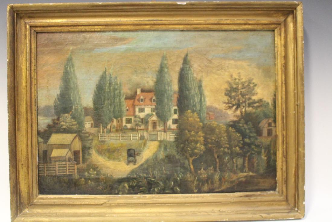 Late 1800s Folk Art Painting - Farmstead (1 of 3)