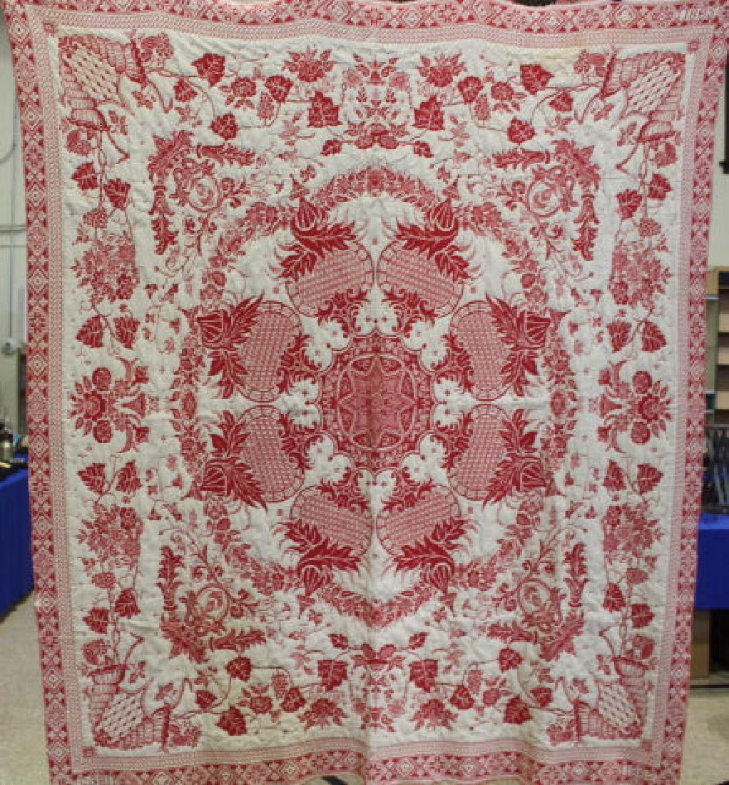 Red & White Coverlet Dated 1862 (1 of 4)