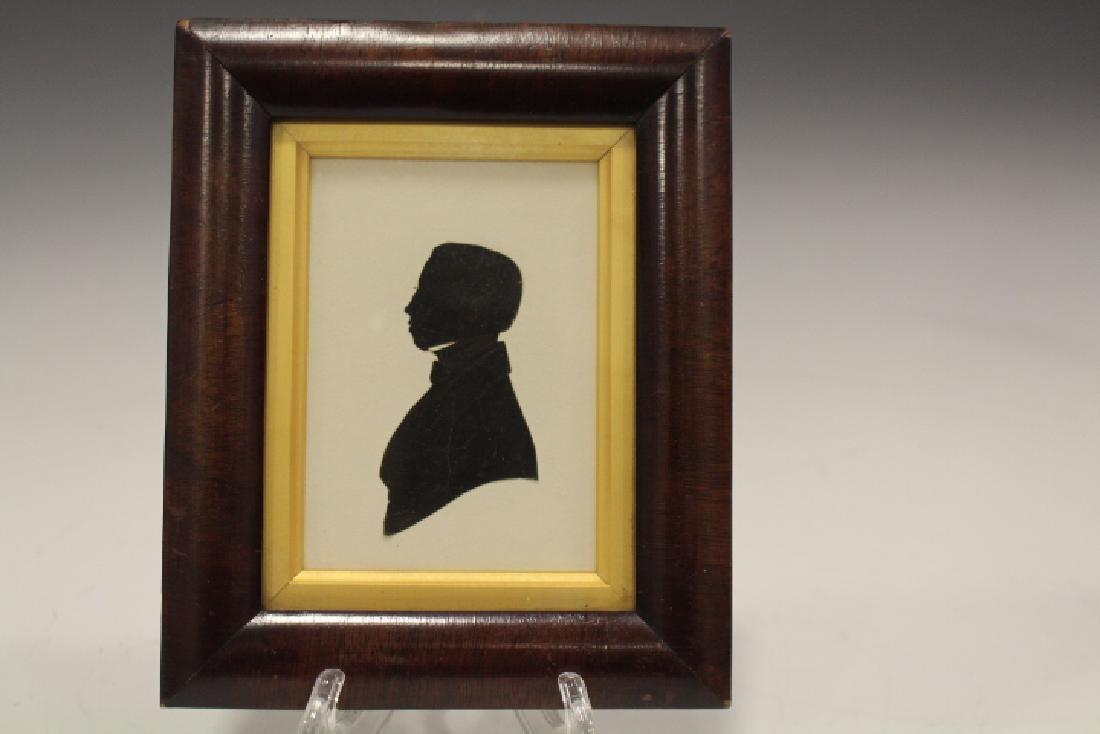 19th C Profile Silhouette Lad w/Old Art Dealer's Label (1 of 2)