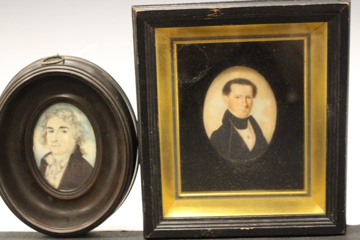 19th C Miniature Watercolor Portrait Paintings (1 of 2)
