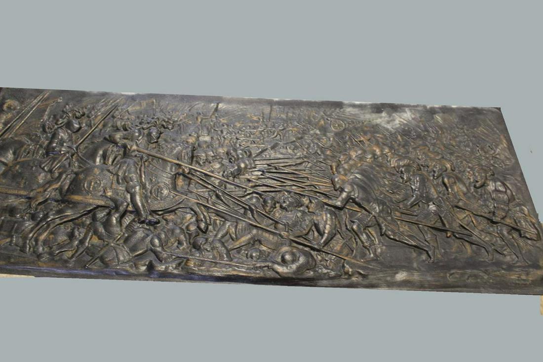 Fighting Knights Fireplace Fireback: Fighting /jousting knights fireplace / hearth / fireback, cast iron, 41 1/2" L x 16" H. Blanket wrap / bubble wrap, door to door, shipping quote available covering the east coast to Missouri area from