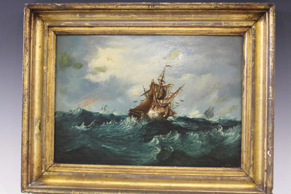19th C Sailing Ship On Rough Seas Painting Sep 29 19 Stony Ridge Auction In Oh 19th C Sailing Ship On Rough Seas Painting Sep 29 19 Stony Ridge Auction In Oh