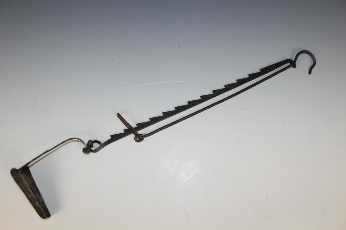 18-19th C Pan / Grease / Fat Lamp on Trammel (1 of 3)