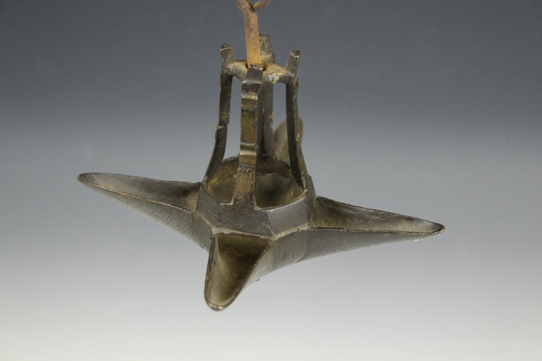 Bronze Fat Grease 4-Wick Lamp w/Birdcage Frame (1 of 5)