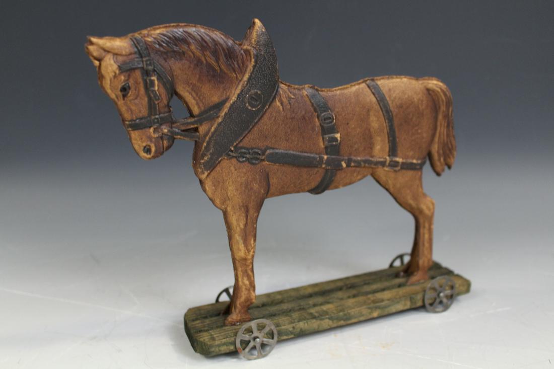 Flat Dresden Advertising Horse on Platform Pull Toy (1 of 3)