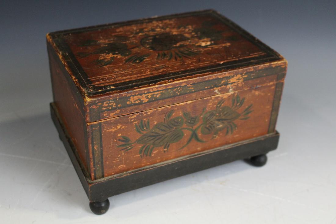 Dated 1844 Small Painted & Decorated Sewing Box (1 of 6)