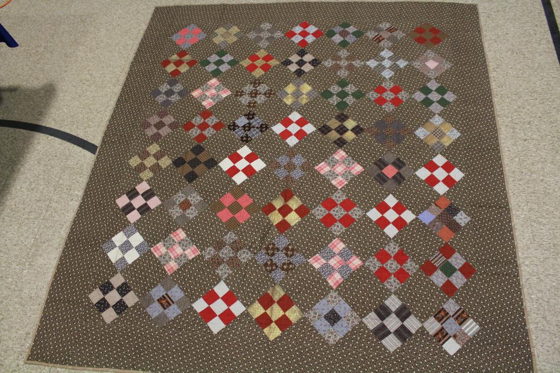 19th to Early 20th C 9-Patch Calico Quilt (1 of 5)