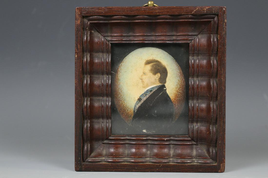 19th C Gentleman's Watercolor Portrait in O/ Frame (1 of 3)