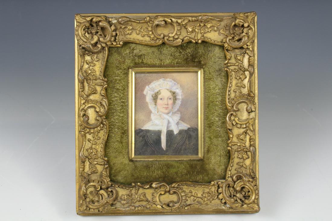 Miniature Female Portrait in Very Ornate Frame (1 of 3)