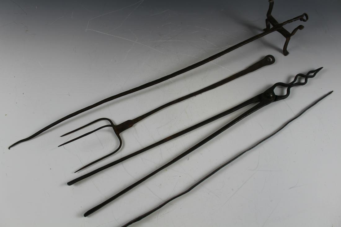 18th-19th C Hand-Forged Hearth Tools - Unusual (1 of 4)