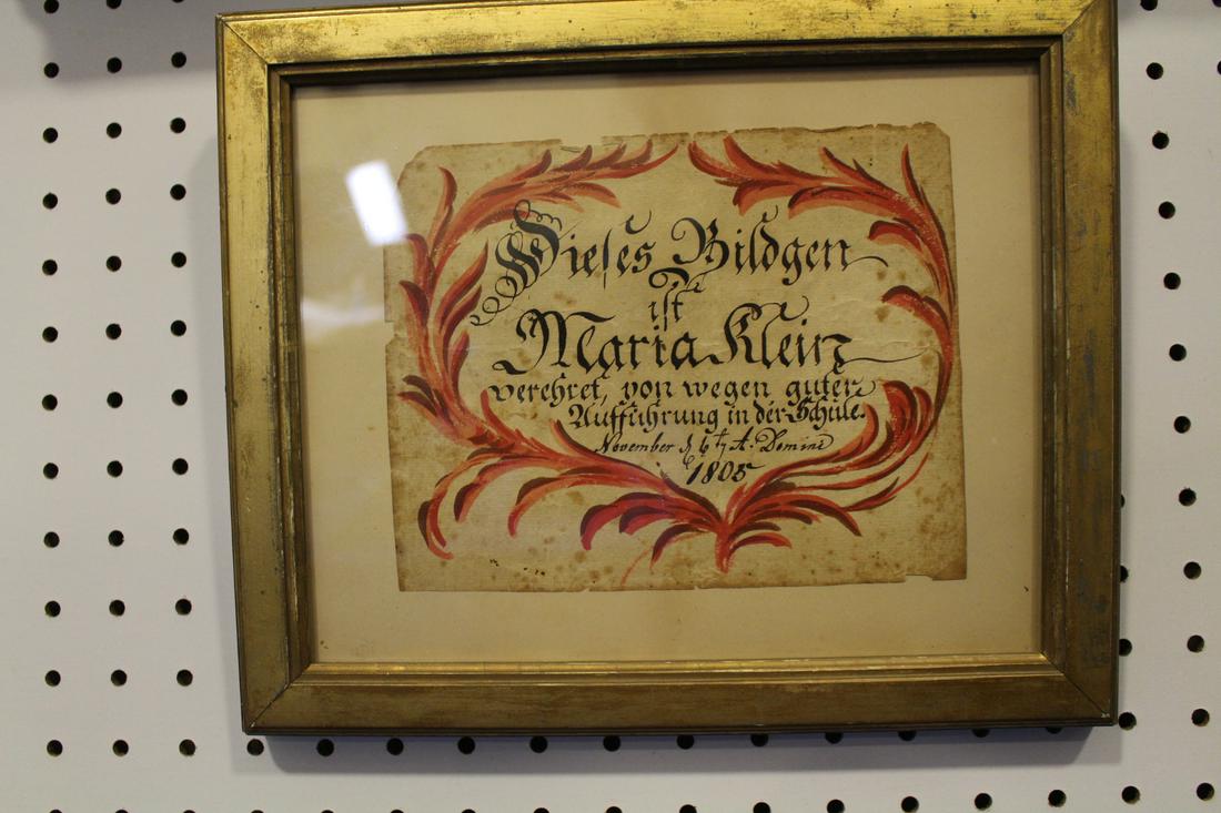 Hand -Colored Fratur Dated 1805 (1 of 2)