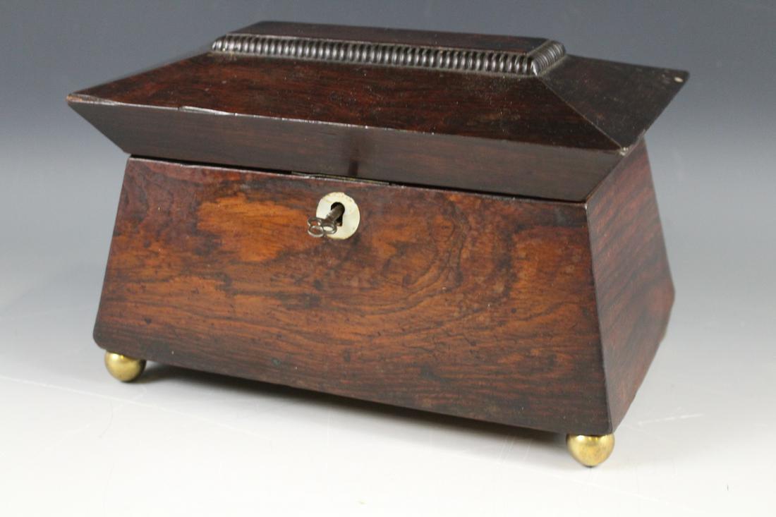 19th C Rosewood Tea Box / Chest / Caddy (1 of 6)