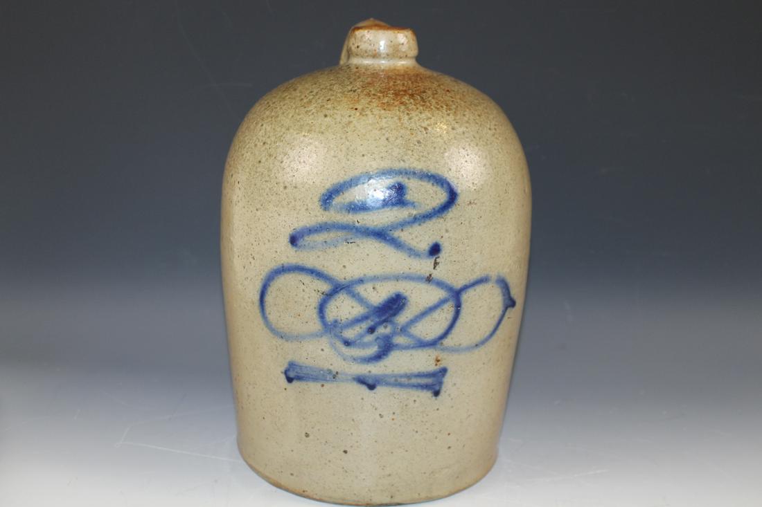 19th C 2 Gallon Cobalt Decorated Jug (1 of 6)