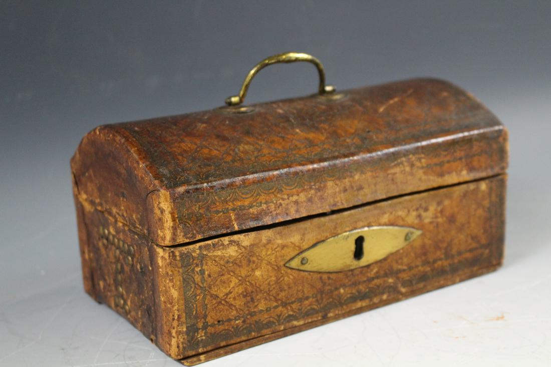 Small Leather Covered Dome top Box / Trunk (1 of 5)