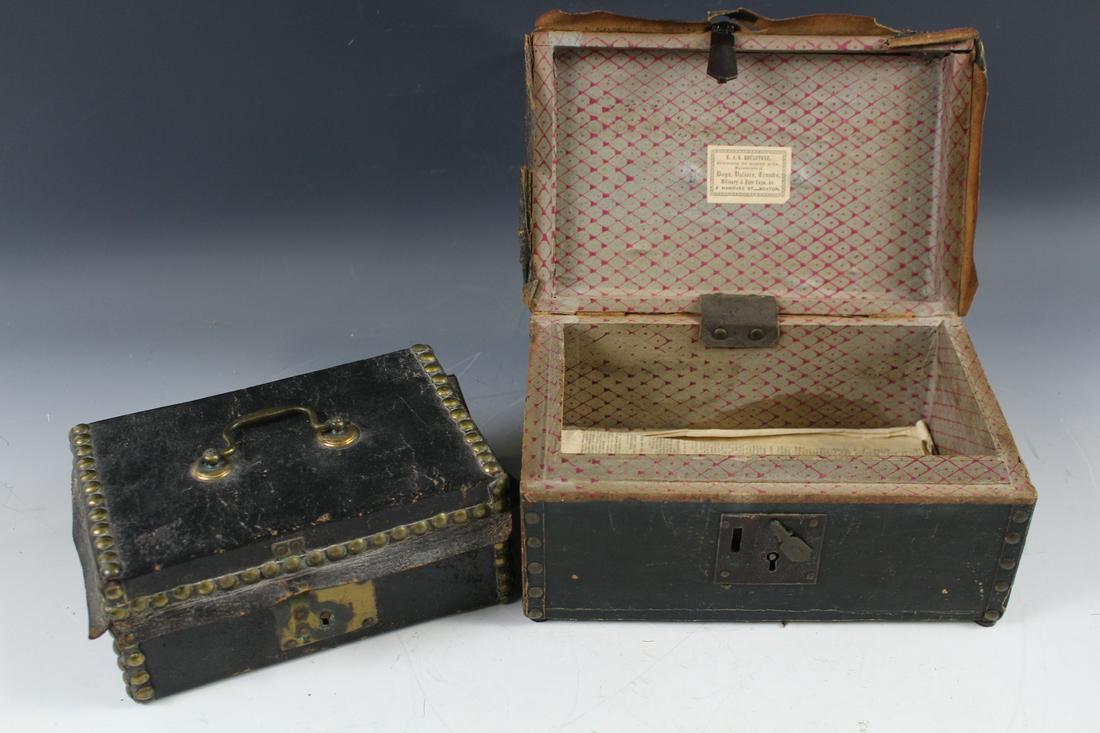 1850s Labeled Boston Leather Document Boxes (1 of 7)